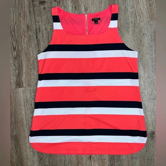 Ann Taylor • Striped Zipper Back Tank Blouse - Picture 1 of 9